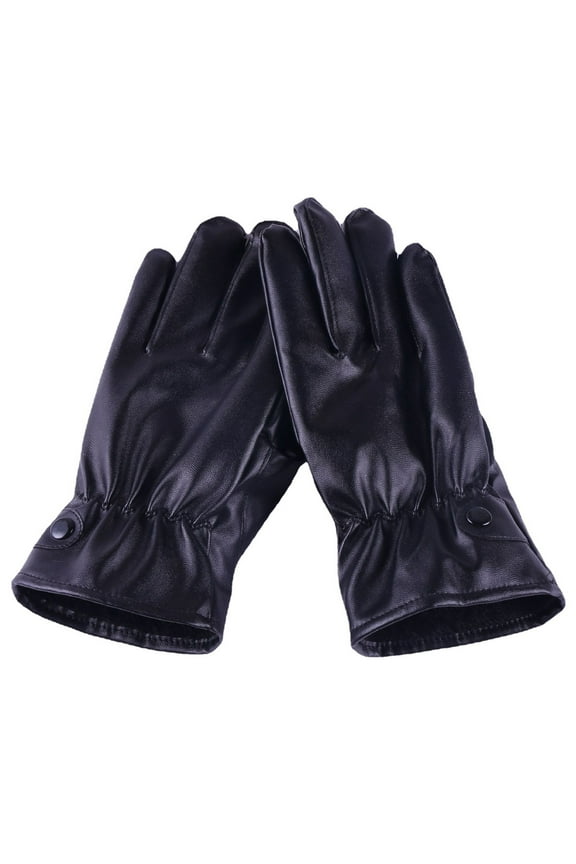 Mens Winter Black Leather Gloves For Driving Dress Real Sheepskin Leather Warm Fleece Lined Gloves