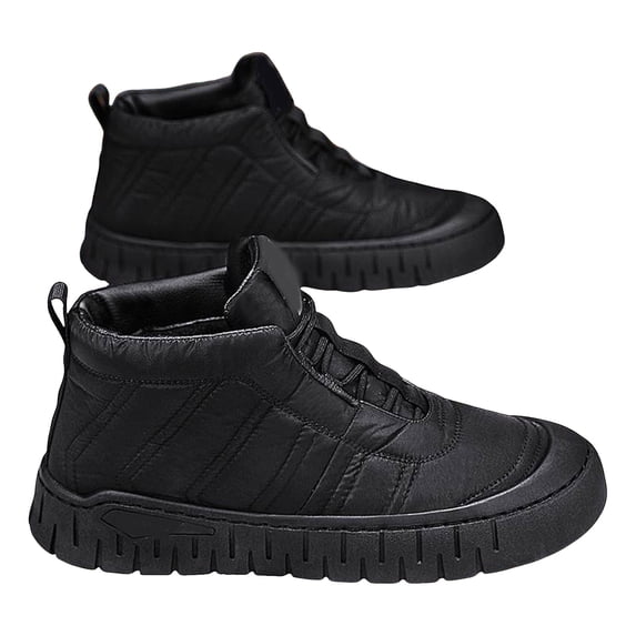 Mens Winter Boots Thick Soft Sole Casual Walking Shoes Lace up Insulated Warm Outdoor Sneakers Lightweight Work Booties BK2 Size 10