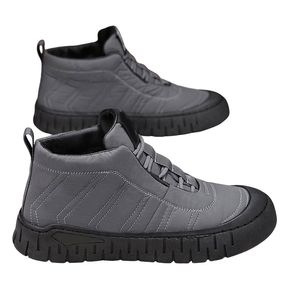 Mens Winter Boots Thick Soft Sole Casual Walking Shoes Lace up Insulated Warm Outdoor Sneakers Lightweight Work Booties GY1 Size 7.5