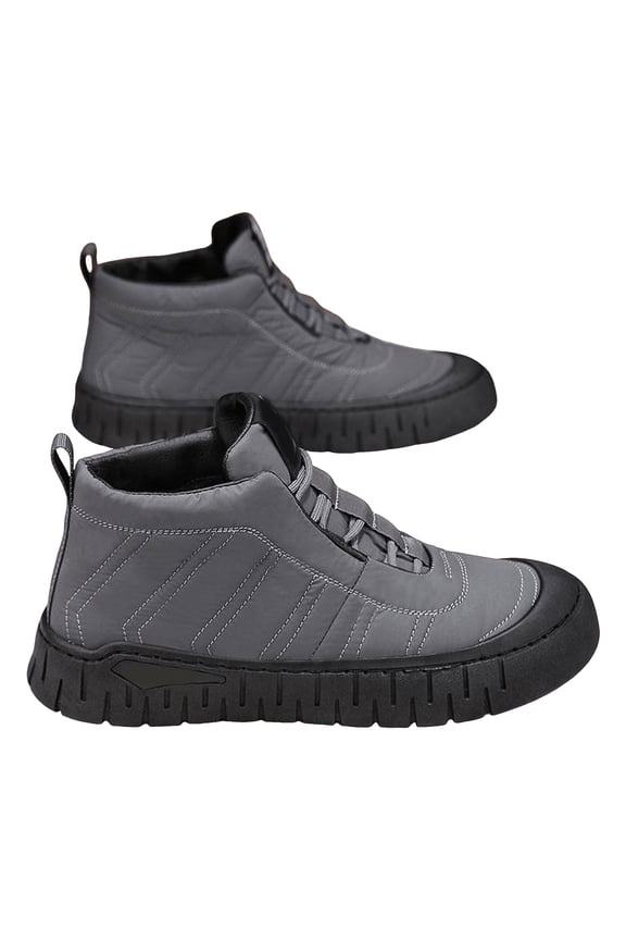 Mens Winter Boots Thick Soft Sole Casual Walking Shoes Lace up Insulated Warm Outdoor Sneakers Lightweight Work Booties GY1 Size 7.5