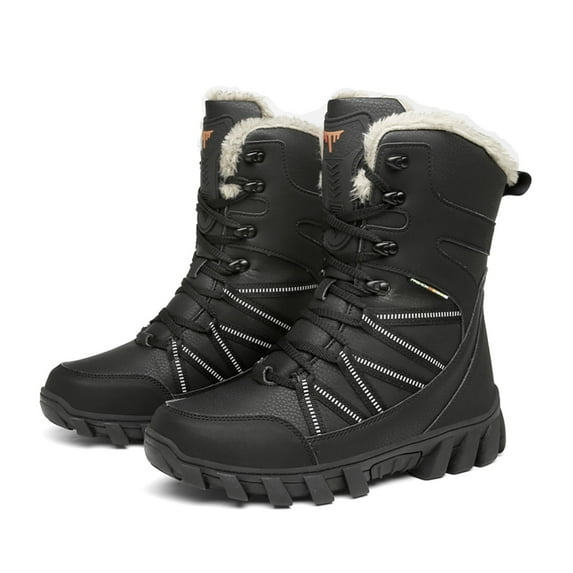 Mens Winter Boots Waterproof Snow Boots Fur Lined Warm Hiking Snow Boots for Men