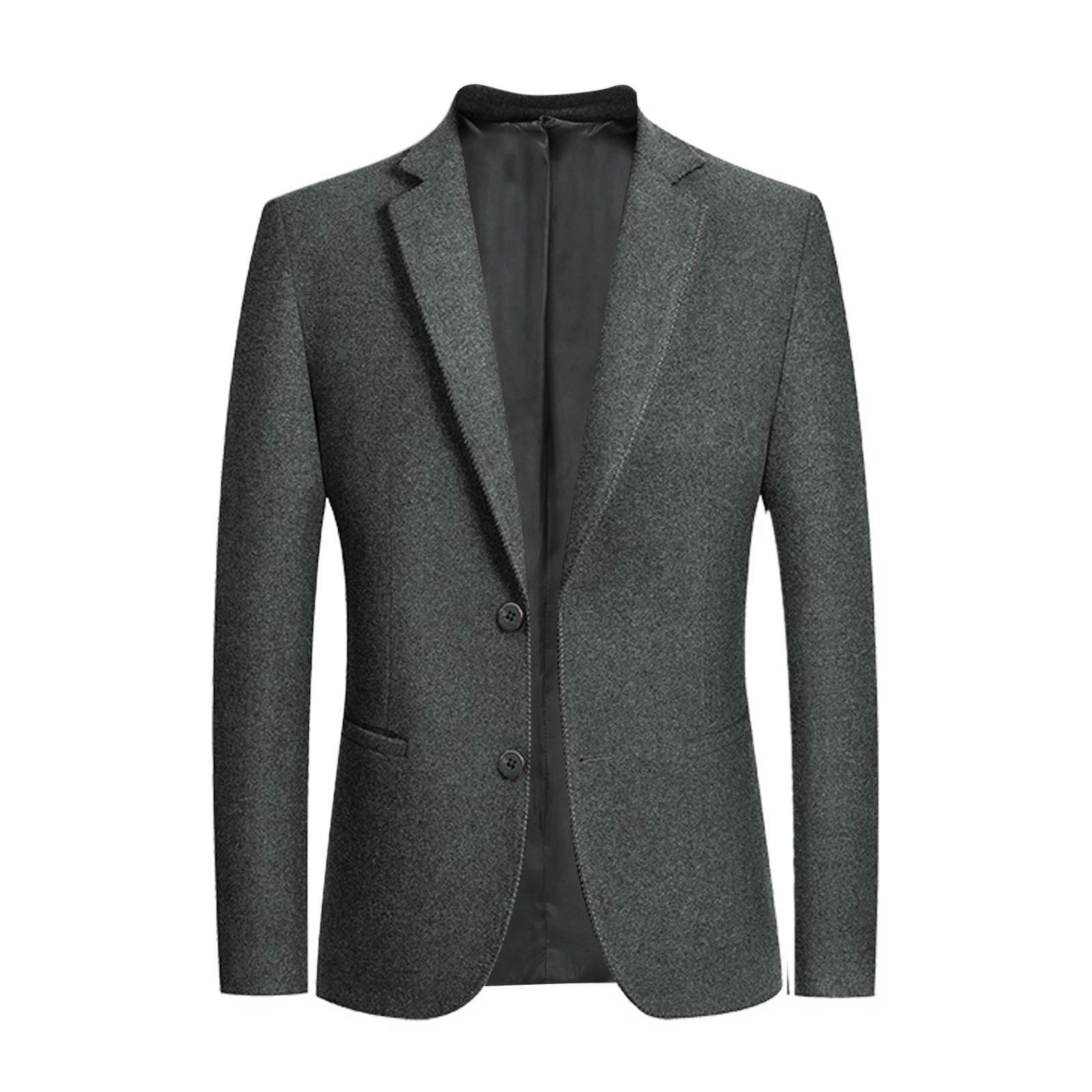 Mens Winter Casual Single Suit Collar Pocket Wool Woolen Coat Small ...