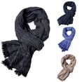 thumbnail image 1 of Mens Winter Classic Fringe Shawl Solid Color Tassel Long Warm Scarf, 1 of 2