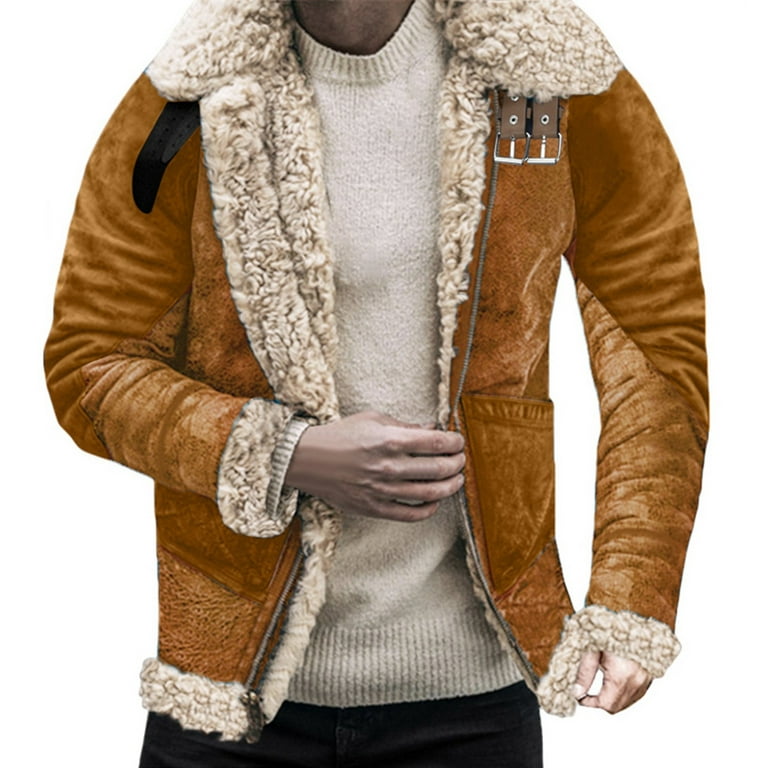 Jackets For Men Autumn And Winter Plus Size Winter Coat Lapel Collar Padded  Leather Jacket Vintage Thicken Coat Sheepskin Jacket