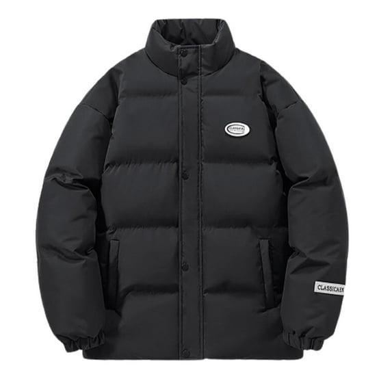 Mens Winter Coat Men's Winter Fashion New Cotton Padded Jacket Coat Youth Stand Collar Loose Casual Coat