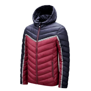 Mens Winter Coats Dqueduo Jackets for Men Cotton Padded Winter Cotton Padded Jacket Hooded Cotton Padded Wear Gifts for Men on Clearance