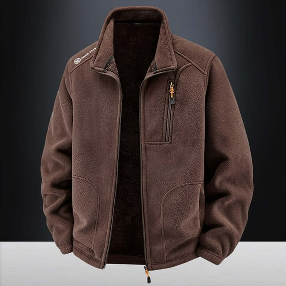 Mens Winter Coats Fashion Long Sleeved Stand Collar Jackets Casual Loose Fit Streetwear Outdoor Outwear With Pockets Coffee L