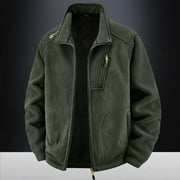 CONAIRIE Mens Winter Coats Fashion Long Sleeved Stand Collar Jackets Casual Loose Fit Streetwear Outdoor Shirts Shacket With Pockets Army Green L