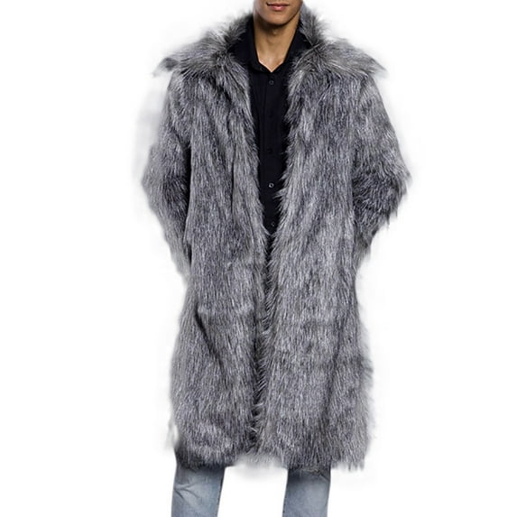 Mens Winter Coats Fuzzy Warm Thick Overcoat Coat Heavyweight Turndown Collar Long Sleeve Cardigan Outwear Jacket Men