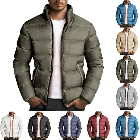 Mens Winter Coats Men Lightweight Winter Warm Plus Size Coat Slim Fit Thick Coat Casual Jacket Outerwear