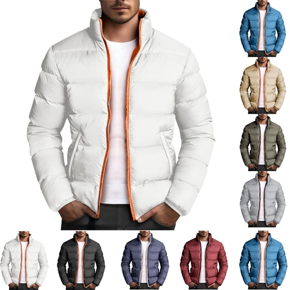 Mens Winter Coats Men Lightweight Winter Warm Plus Size Coat Slim Fit Thick Coat Casual Jacket Outerwear