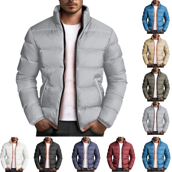 Mens Winter Coats Men Lightweight Winter Warm Plus Size Coat Slim Fit Thick Coat Casual Jacket Outerwear