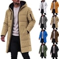 thumbnail image 1 of Mens Winter Coats Plus Size Mens Jackets Men's Solid Winter Thickened Jacket Windproof Quilted Coat Multi - Pocket Long Sleeve Padded Outerwear, L-4XL, 1 of 9