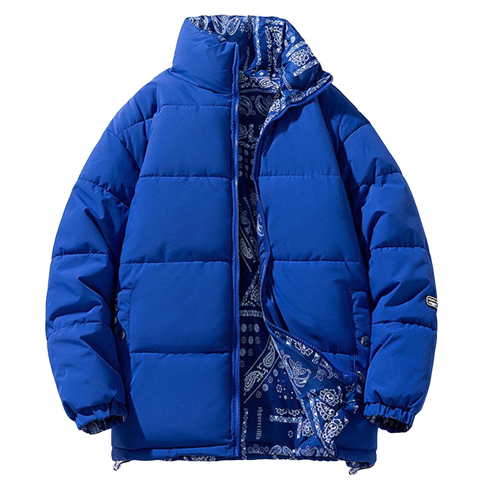 Mens Winter Coats Reversible Down Jacket Fashion Casual Loose Fit