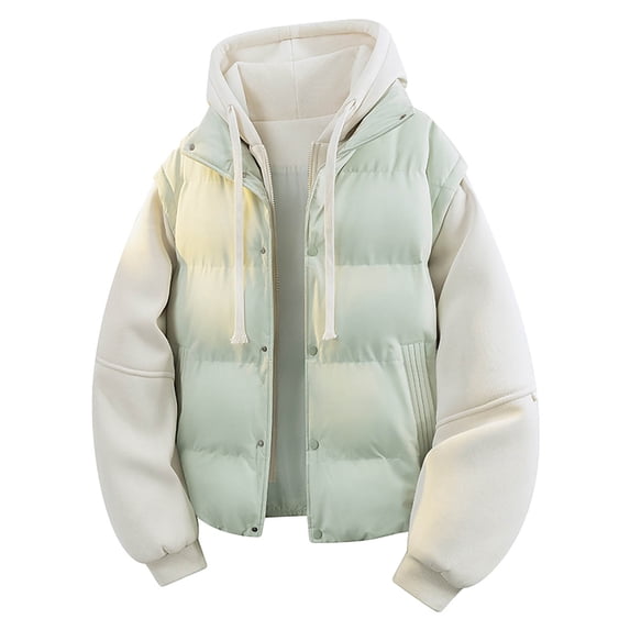 Mens Winter Coats Sevevn Mens Fashion Fake Two-piece Coats Hooded Loose Casual Winter Down Jackets Thicker Warm Parkas