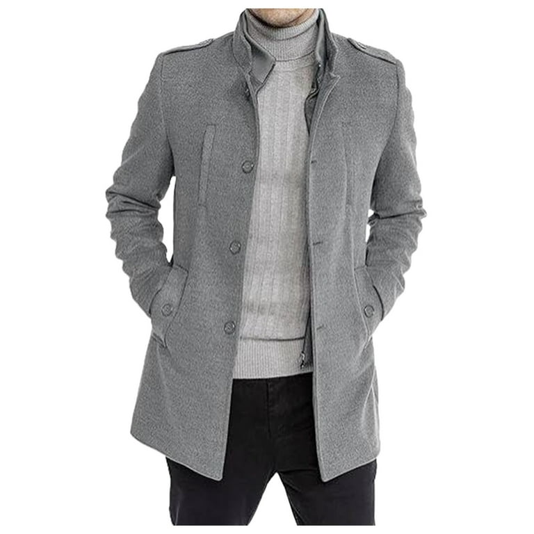 Mens Winter Coats Slim Fit Double Long Jacket Oversized Casual