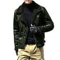 thumbnail image 1 of Mens Winter Coats Vintage Faux Leather Zip Up Sherpa Bomber Jacket Casual Warm Turn-Down Collar Thick Fleece Lined Jackets Overcoat, 1 of 6