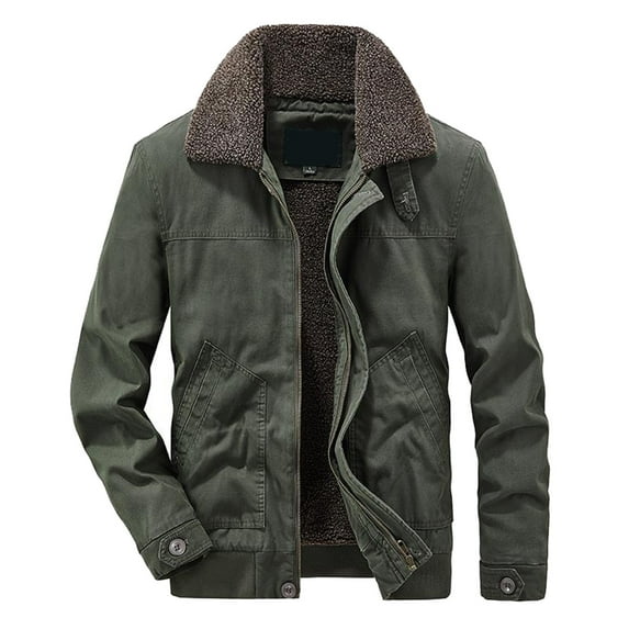 Mens Winter Cotton Jacket Fluffy And Thickened Lamb Mens Warm Jacket Work Jacket Lapel Winter Cotton Jacket