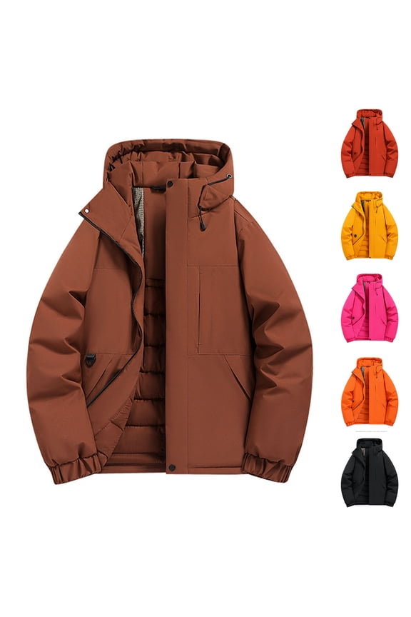Mens Winter Cotton Snow Coat Hooded Windproof Waterproof Insulated Puffer Jacket Lightweight Puffy Warm Down Windbreaker Parka Big and Tall Size S-4XL Yellow