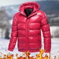 thumbnail image 1 of Mens Winter Down Coats Warm Thicken Drawstring Cotton Hooded Jacket Casual Shiny Reflective Zipper Warm Mens Puffer Jacket, 1 of 5