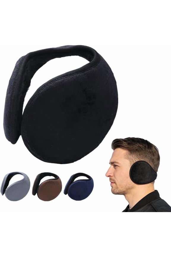 Mens Winter Ear Muffs, Foldable Soft Plush Lined Ear Cover for Outdoor Skiing, Riding, Casual Daily Wear, Solid Color Warm Ear Protector By PULMCheerger