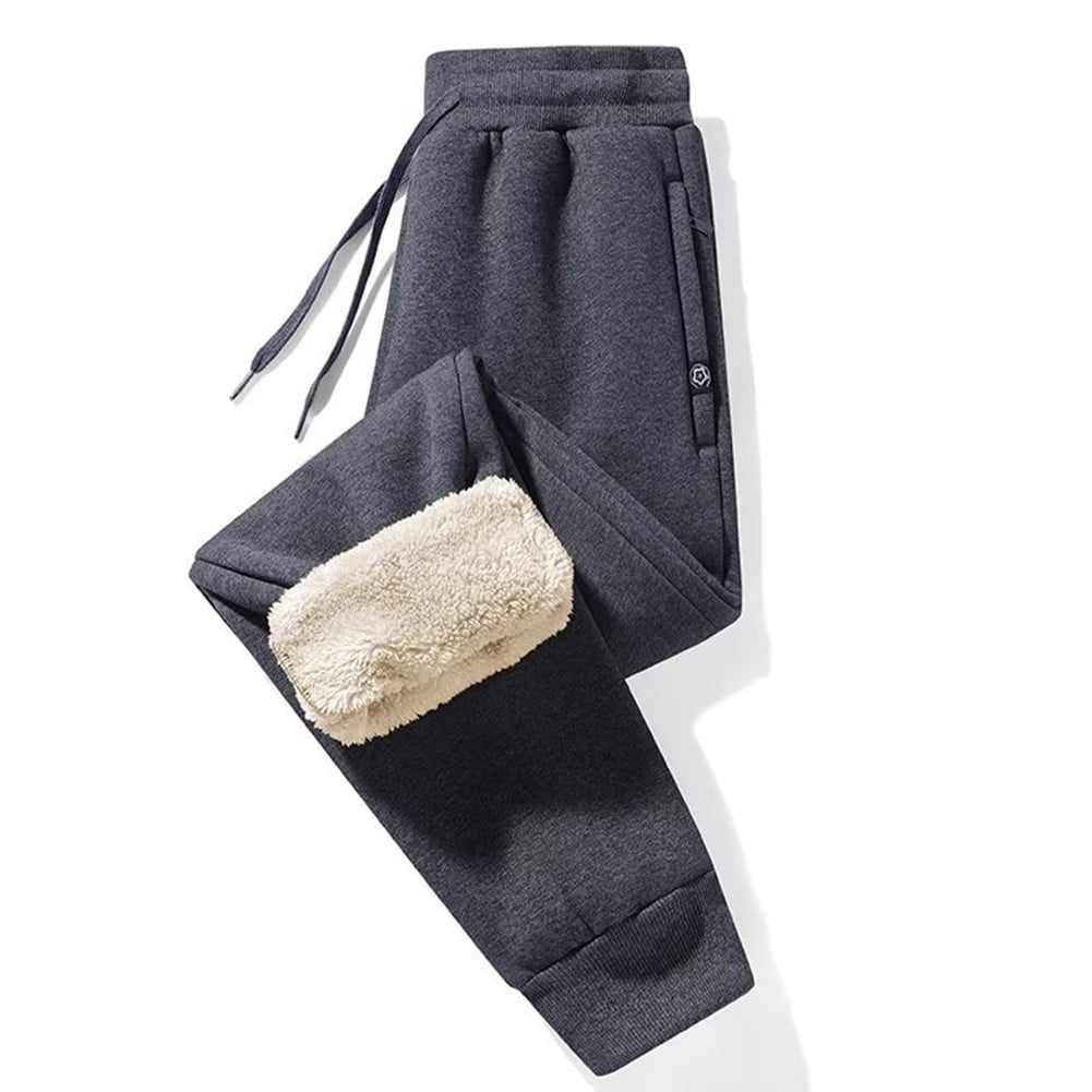Mens Winter Fleece Track Pants Sherpa Lined Sweatpants Jogger Pants Gym