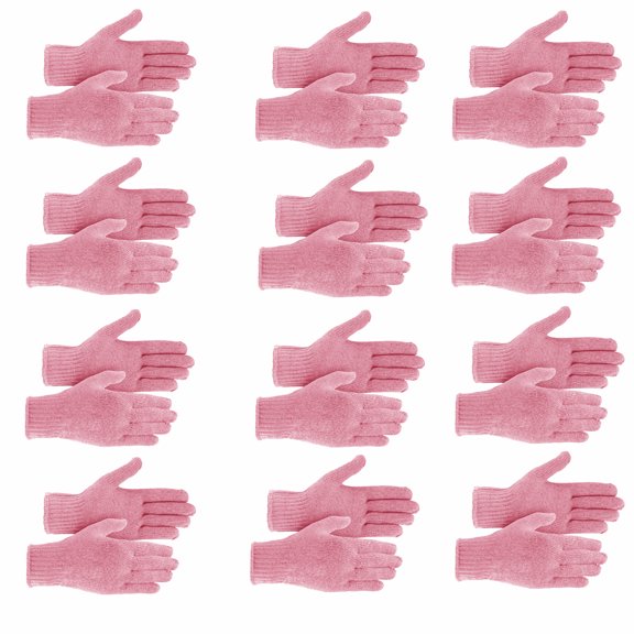 Mens Winter Gloves 12 Pairs Soft Stretchy Gloves Knitted Mittens