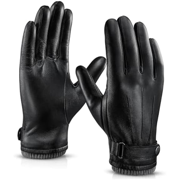 Mens Winter Gloves Nappa Leather Warm Wool Touchscreen Dress Glove - Thermal Gifts for Dad or Husband