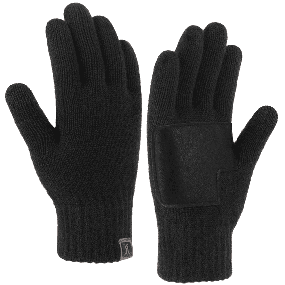 Mens Winter Gloves Touchscreen Warm Gloves for Men Cold Weather Knit Work Driving Gloves with Leather Palm Gifts
