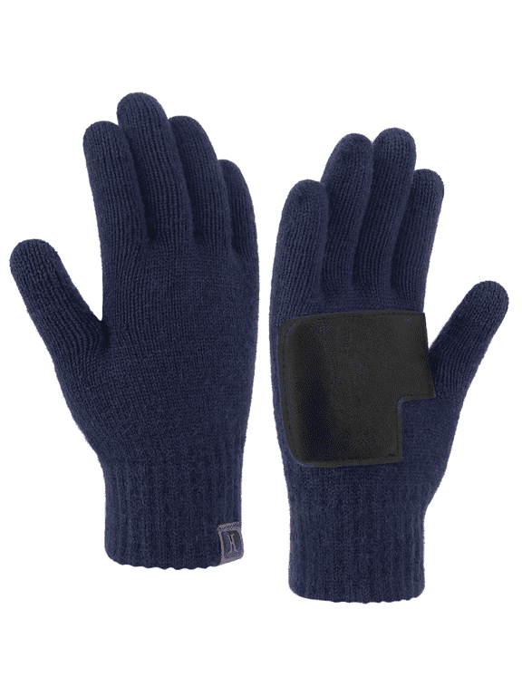 Mens Winter Gloves Touchscreen Warm Gloves for Men Cold Weather Knit Work Driving Gloves with Leather Palm Gifts