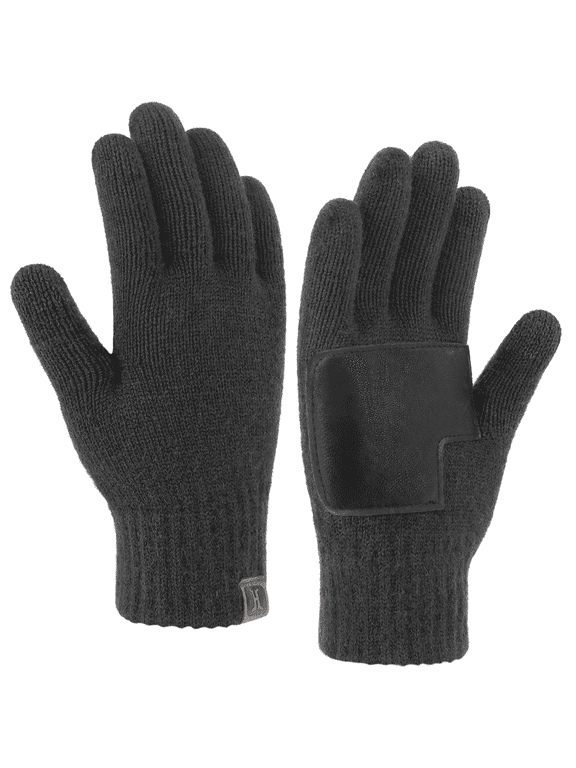 Mens Winter Gloves Touchscreen Warm Gloves for Men Cold Weather Knit Work Driving Gloves with Leather Palm Gifts