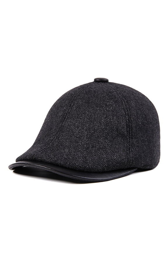 Mens Winter Hat Herringbone Beret Hat Patchwork Warm Earflaps Flat Cap Retro Newsboy ,Classic Design