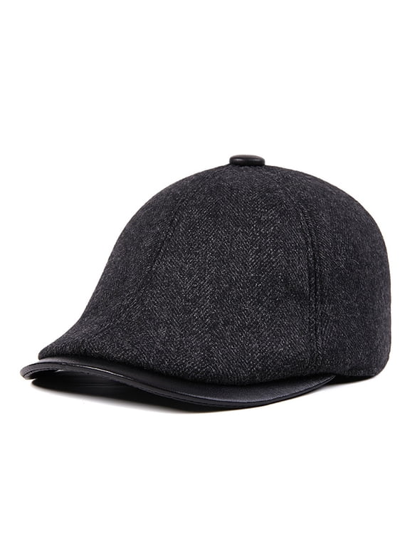 Mens Winter Hat Herringbone Beret Hat Patchwork Warm Earflaps Flat Cap Retro Newsboy ,Fashion