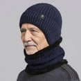 thumbnail image 1 of Mens Winter Hat Scarf Set Thick Lined Cap Warm Knit Winter Hats Neck Warmer For Men Flannel Trapper Hat Unisex Winter Hat Leather Rabbit Ears Warmest Cover Winter Trapper Hat Home Alone Hat Plain Hats, 1 of 4