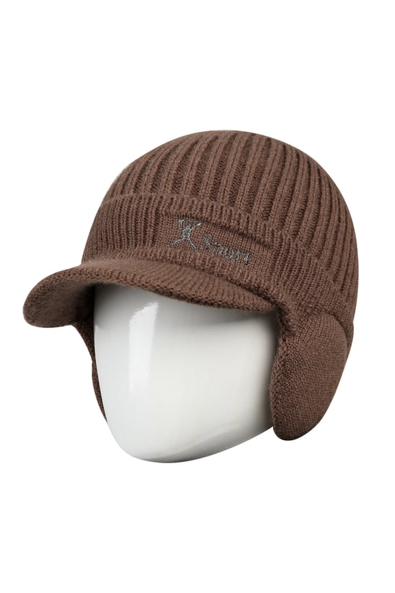 Mens Winter Hat Winter Hats for Women Cold Weather Men's Winter Hat With Earflaps Knit Baseball Cap With Brim Ski Hat Warm Lined Hunting Hat