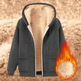 thumbnail image 1 of Mens Winter Hoodies Zip up Fleece Lined Warm Jackets Sweatshirts Jacket Solid Color Long Sleeve Outwear Hooded Coat with Pockets Dark Gray L, 1 of 3