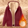 thumbnail image 1 of Mens Winter Hoodies Zip up Fleece Lined Warm Jackets Sweatshirts Jacket Solid Color Long Sleeve Outwear Hooded Coat with Pockets Wine XL, 1 of 3