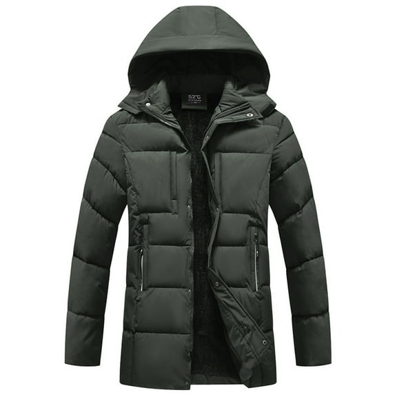 Mens Winter Jacket Big And Tall Cold Weather Wear Thick Warm Men's Coat with Hood Windbreaker Full-Zip Outdoor Work Mens Winter Coat