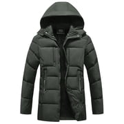 Mens Winter Jacket Big And Tall Cold Weather Wear Thick Warm Mens Coat with Hood Windbreaker Full-Zip Outdoor Work Mens Winter Coat