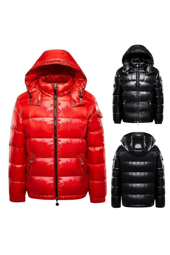 Mens Winter Jacket - Heavyweight Puffer Parka Coat - Insulated Sherpa Lined Outerwear Ski Jacket for Mens Warm Puffer Jacket Winter Parka Padded Outwear with Hood