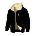 thumbnail image 1 of Mens Winter Jacket Men Winter Jacket with Hood Zip up Sherpa Fleece Lined Coats with Zipper Pockets Loose Fitted Long Cuffed Sleeve Drawstring Hiking Jacket Casual Stylish Outerwear, 1 of 5