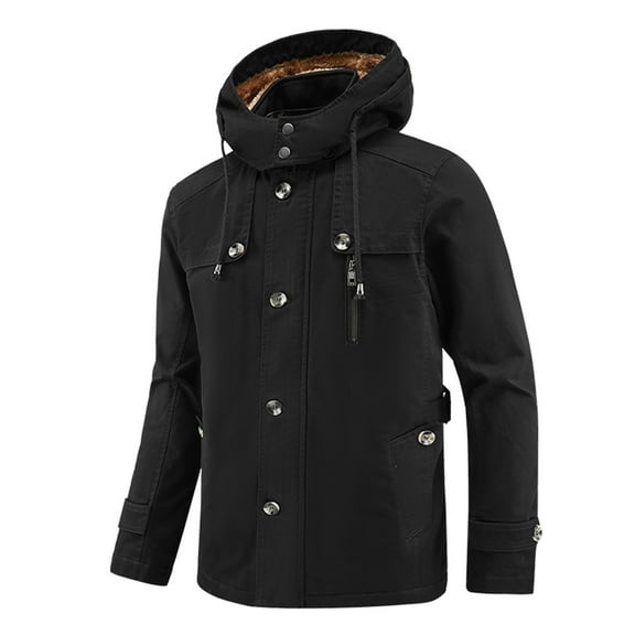 Mens Winter Jacket Sherpa Lined Work Parka Jackets Warm Insulated Cotton Cargo Jacket Trucker Military Work Coat Zip