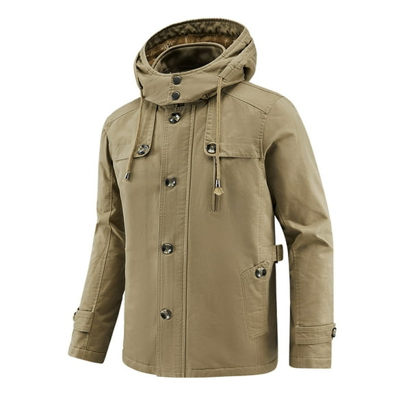 Mens Winter Jacket Sherpa Lined Work Parka Jackets Warm Insulated Cotton Cargo Jacket Trucker Military Work Coat Zip