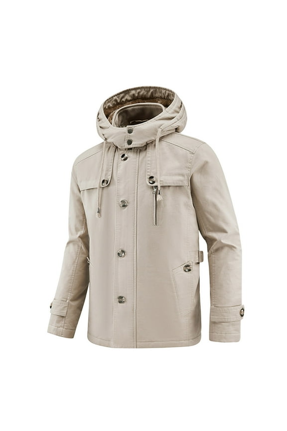 Mens Winter Jacket Sherpa Lined Work Parka Jackets Warm Insulated Cotton Cargo Jacket Trucker Military Work Coat Zip