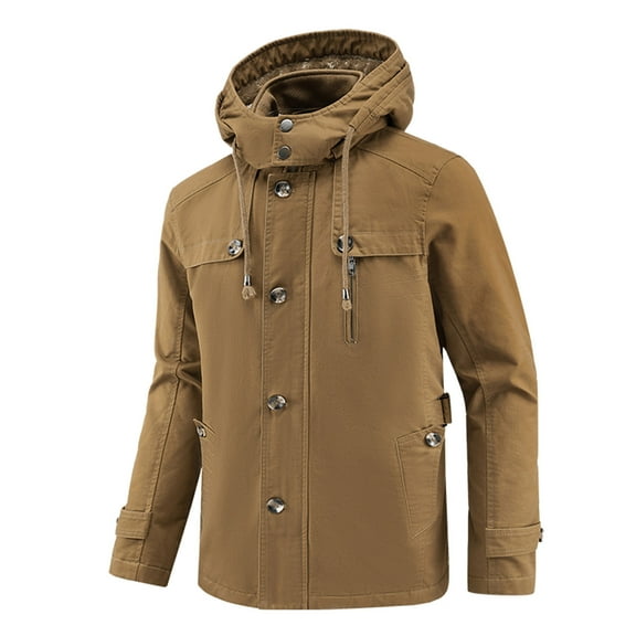 Mens Winter Jacket Sherpa Lined Work Parka Jackets Warm Insulated Cotton Cargo Jacket Trucker Military Work Coat Zip