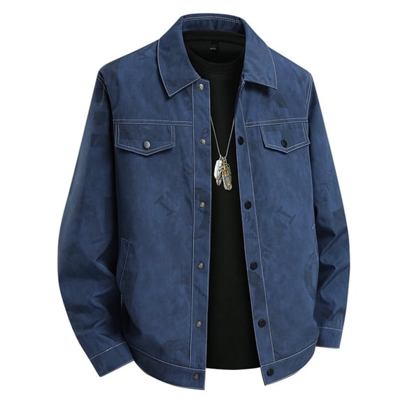 Mens Winter Jackets Denim Jacket Outerwear Fleece Lined Zip Up Long Sleeve Warm Coat Comfortable Loose Fit Fall Winter Mens Jacket with Hood