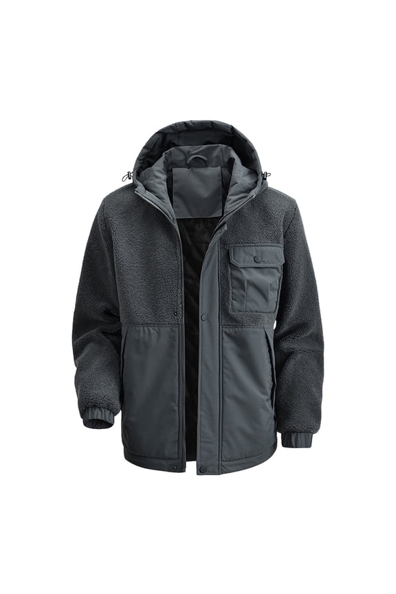 Mens Winter Jackets Outdoor Functional Fall Winter Hooded Polar Jacket Zip Up Long Sleeve Warm Outerwear Comfortable Loose Fit Men's Outerwear Jackets & Coats