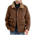 thumbnail image 1 of Mens Winter Jackets Sherpa Fleece Lined Coat Faux Suede Fuzzy Warm Lapel Collar Moto Vintage Fashion Outerwear (3XL, Coffee), 1 of 7