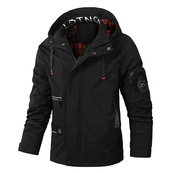 Mens Winter Jackets Thermal Waterproof Windproof Jacket Hooded Winter Snow Coat with Multiple Pockets Lightweight Solid Color Relaxed Fit Jackets for Men