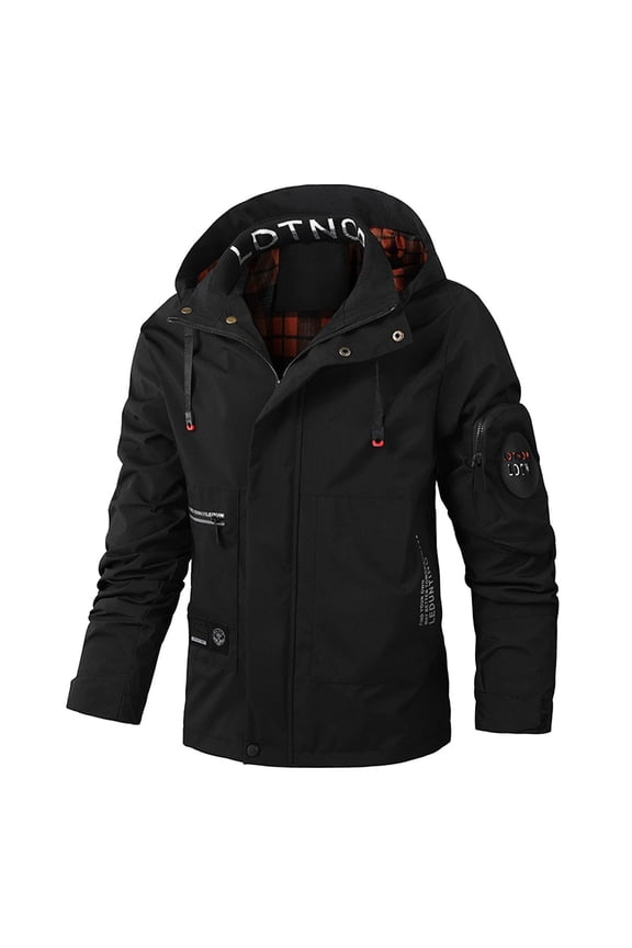 Mens Winter Jackets Thermal Waterproof Windproof Jacket Hooded Winter Snow Coat with Multiple Pockets Lightweight Solid Color Relaxed Fit Jackets for Men